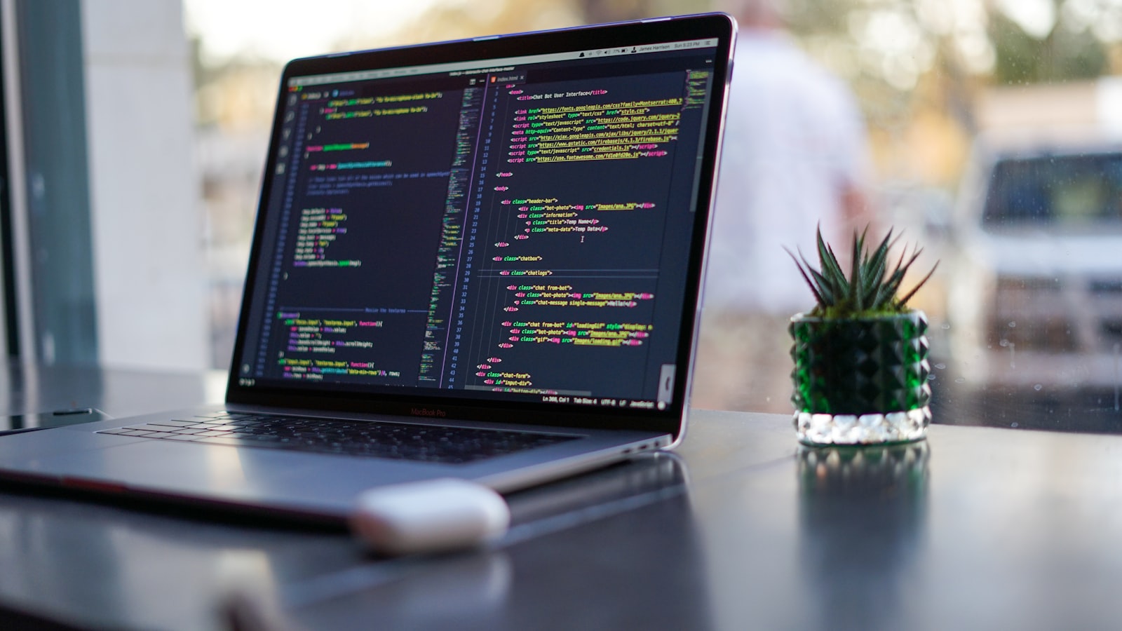 Coding at a laptop